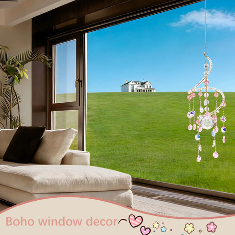 Geili pink spiral crystal chime perfect for patios and porches