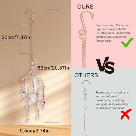 Geili pink spiral crystal wind chimes for indoor window display