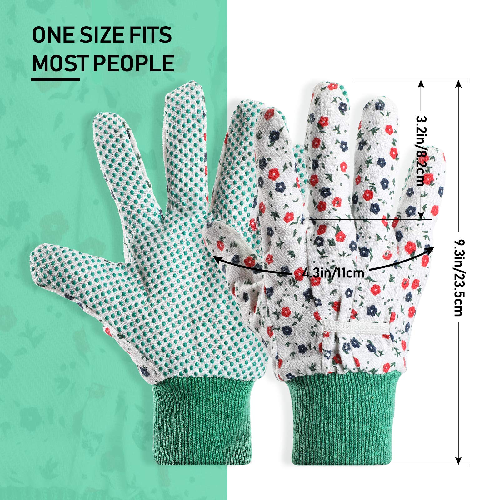 Geiserailie floral garden gloves pack wrist view highlighting secure grip for gardening
