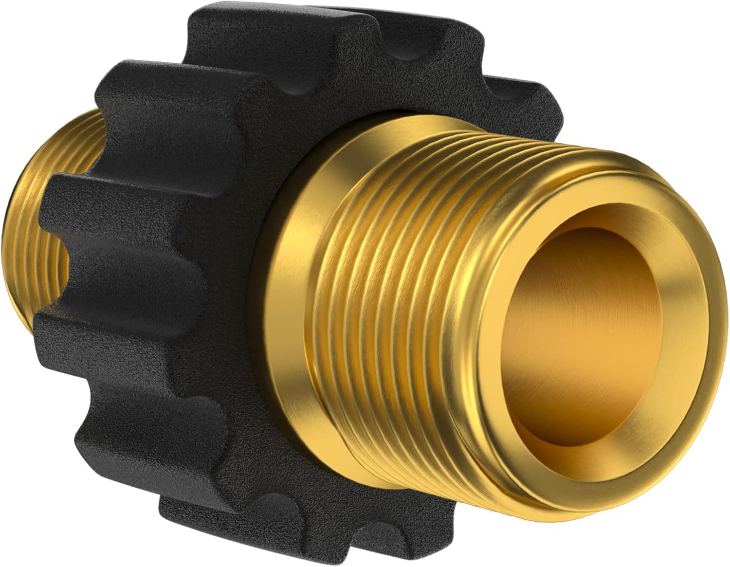 Gekufa M22-14mm brass hose connector shows durable body for extended hose setups.