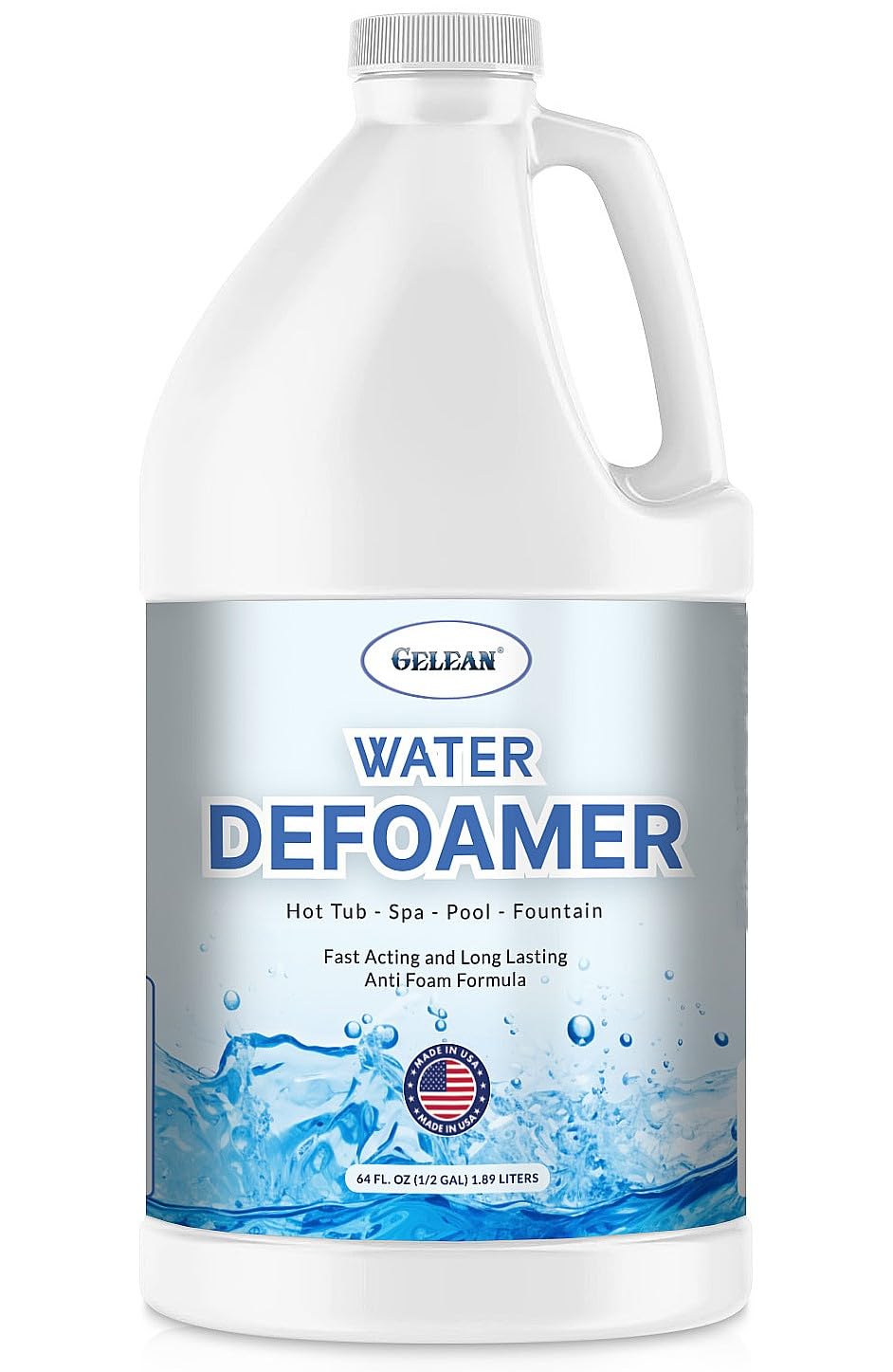 GELEAN Hot Tub Defoamer bottle pouring to curb spa foam quickly