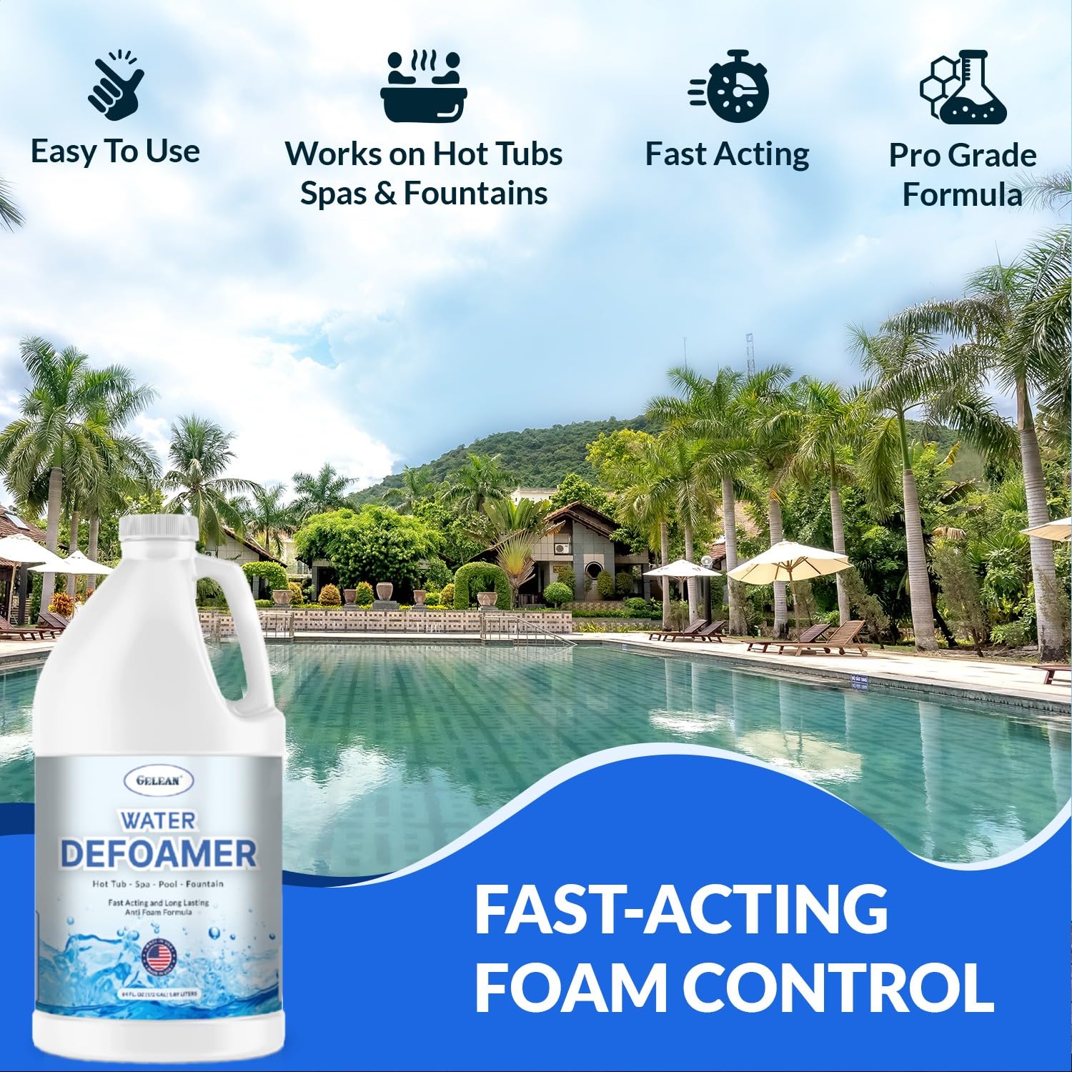 GELEAN Made in USA label on de-foaming product packaging
