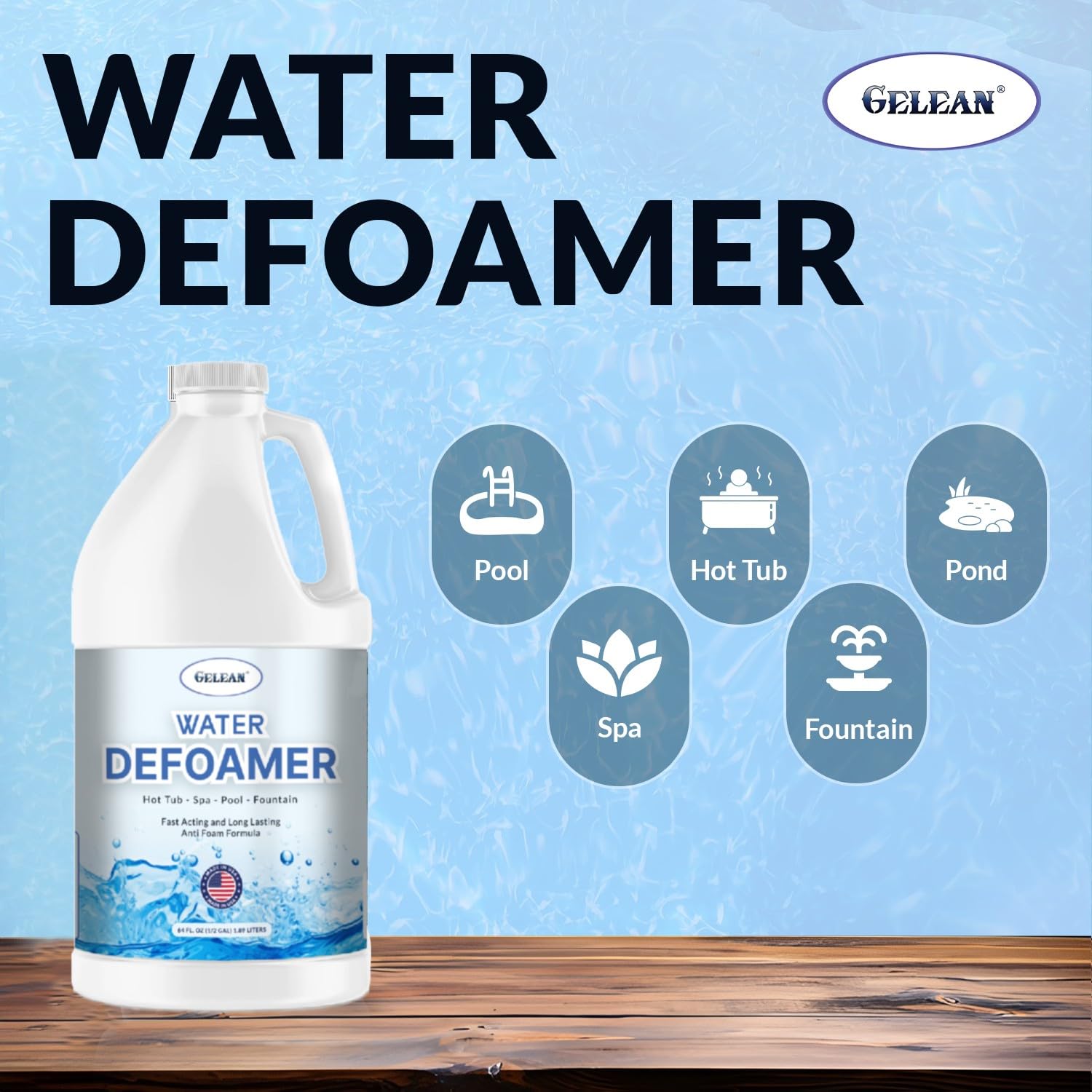 Using GELEAN in a spa, pool, and fountain for foam management