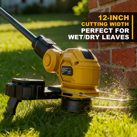 GELIDALITE trimmer showing 9000 RPM motor for efficient yard maintenance