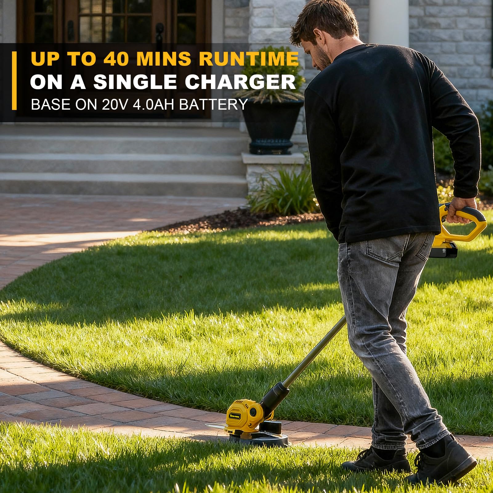 GELIDALITE trimmer runtime up to 45 minutes with larger battery