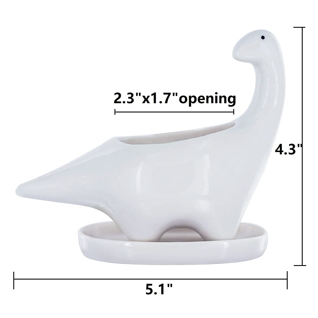 GeLive white dinosaur planter on a window sill display