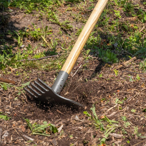Gempler's rake hoe aiding trail building and land clearing.