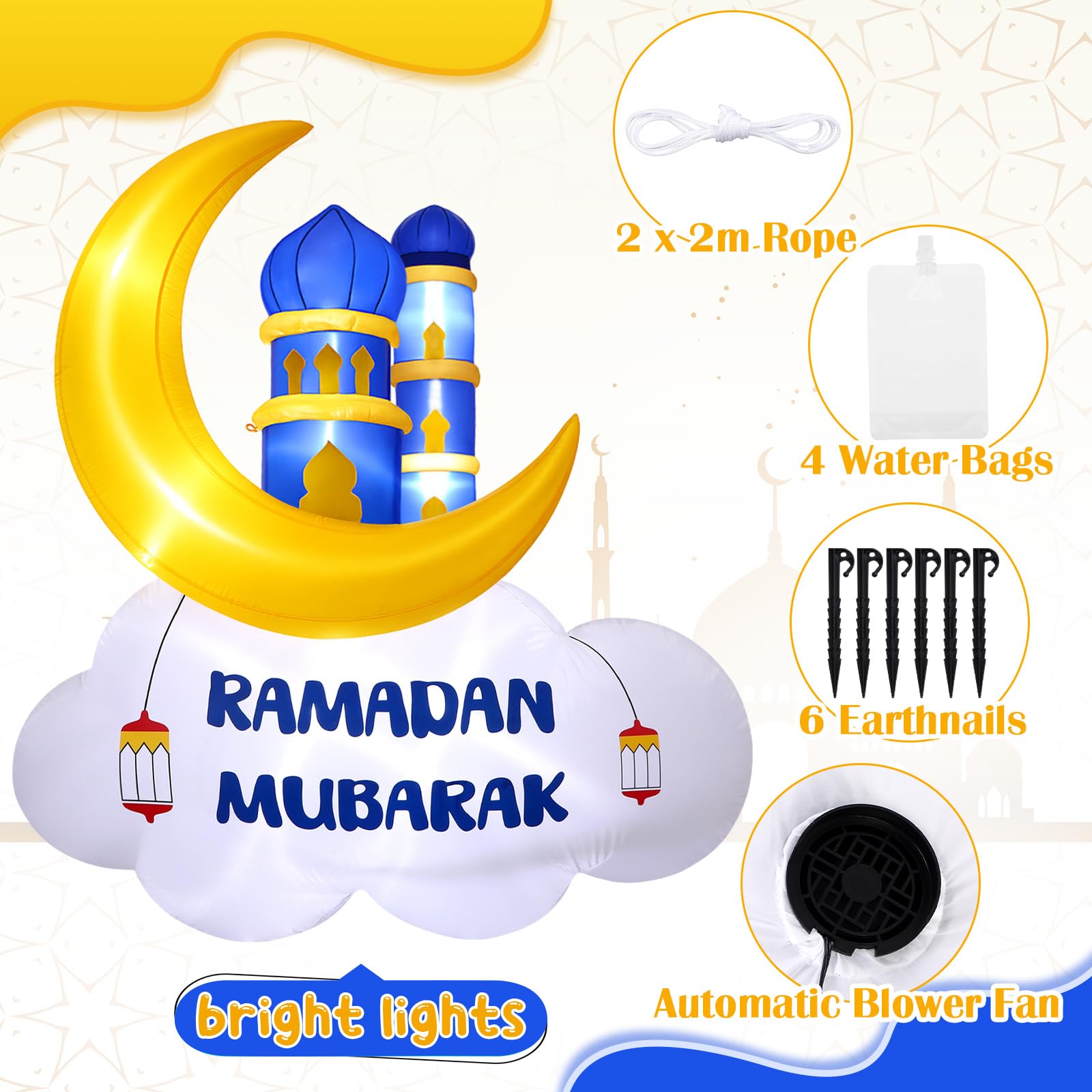 Gemscream LED mosque decor provides bright accents for outdoor celebrations