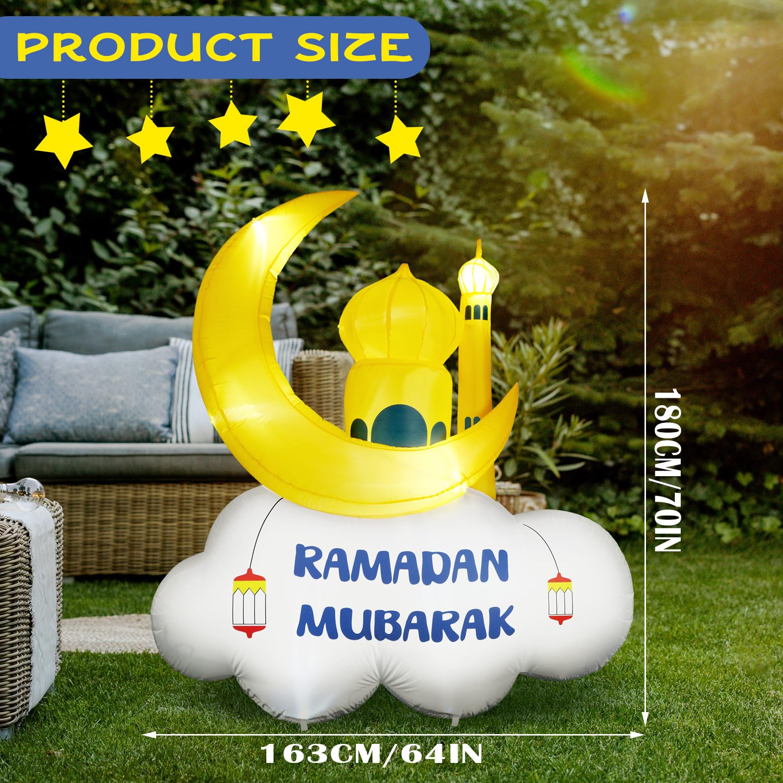 Gemscream LED Ramadan inflatable on lawn for festive night illumination