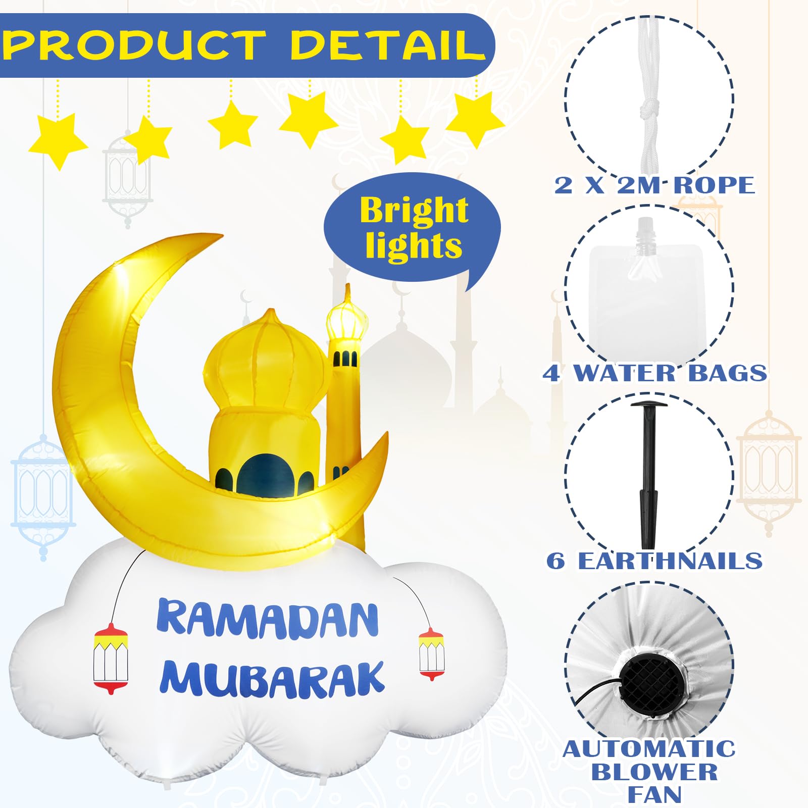 Gemscream Mubarak Eid text inflatable for outdoor celebrations