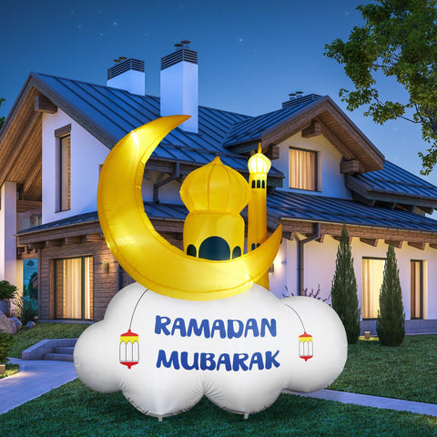 Gemscream Ramadan inflatable moon and mosque for outdoors with LED glow