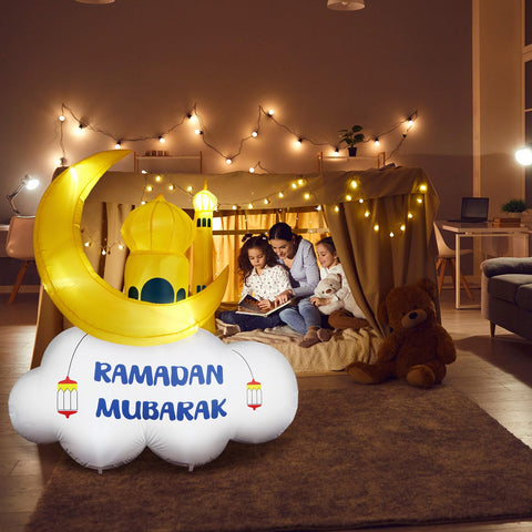 Gemscream windproof rope setup for stable Ramadan inflatable in breeze
