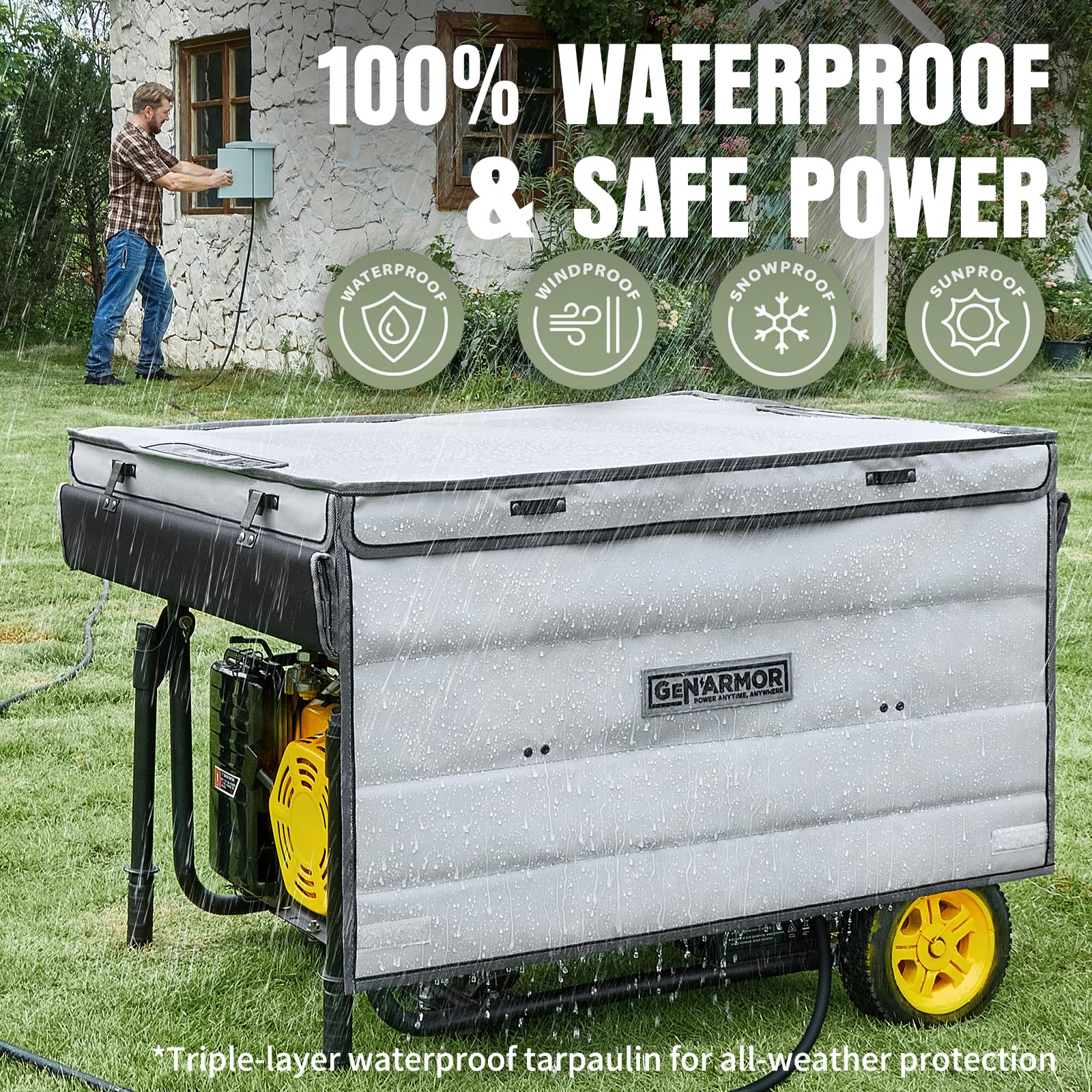 GenArmor heavy-duty frame supports the shelter in windy conditions.