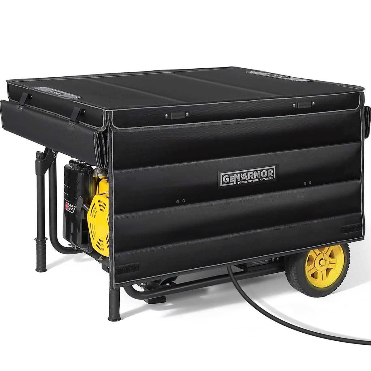 GenArmor generator tent waterproof cover protecting the unit in wet weather for outdoor use