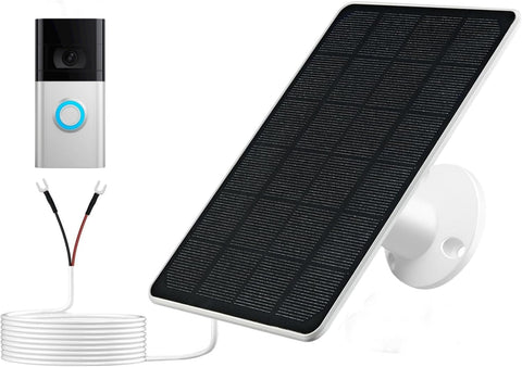 GENDOING solar panel charger for Ring 3/3+/4 powers outdoors with sunlight.