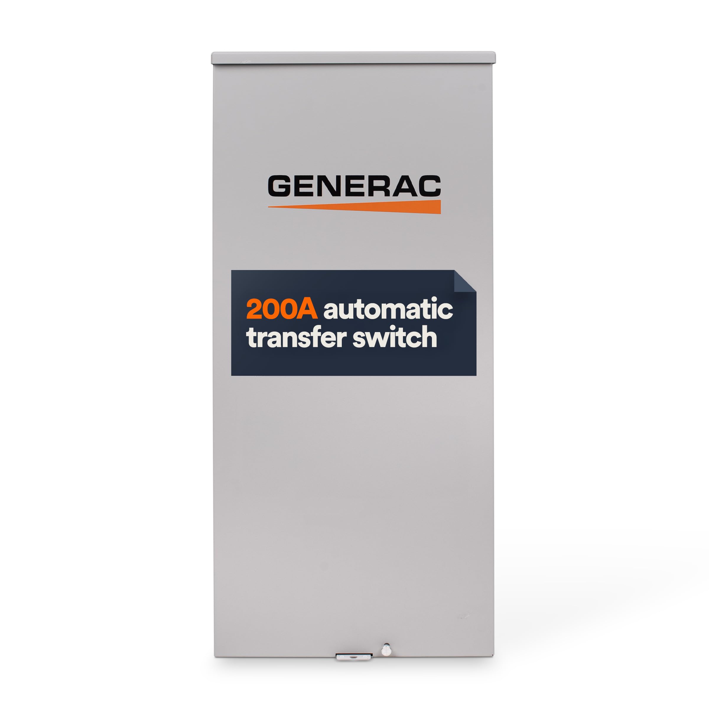 Generac 200A transfer switch, open transition, enables seamless outage readiness.