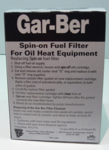 General Filters oil 2605-R epoxy-coated can cartridge closeup emphasizes filtration efficiency.