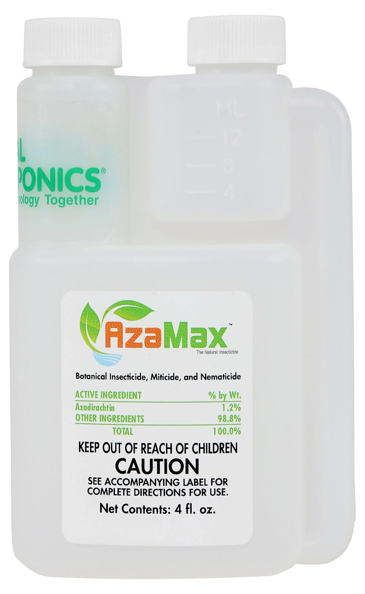 General Hydroponics AzaMax bottle orange for natural pest control in gardens and hydroponics.