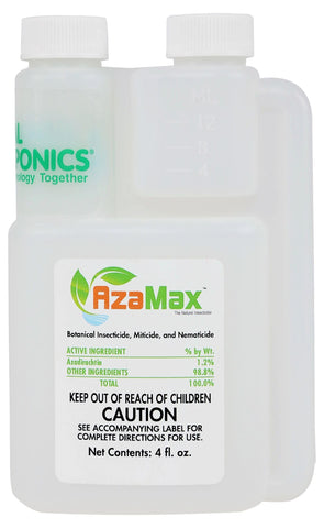 General Hydroponics AzaMax bottle orange for natural pest control in gardens and hydroponics.