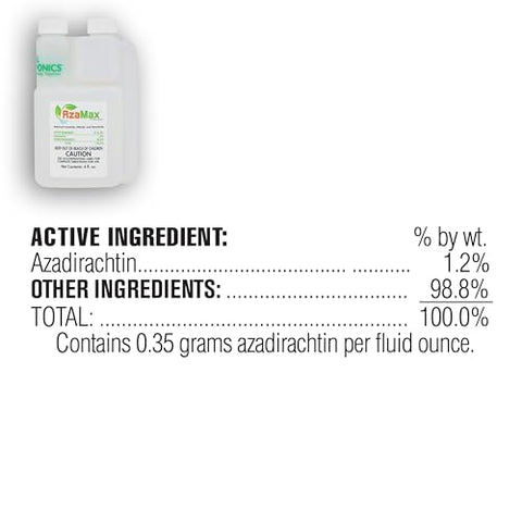 General Hydroponics AzaMax packaging orange broad-spectrum pest control with food-grade formulation.