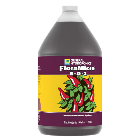 General Hydroponics Flora Micro notes media compatibility for hydroponic systems.