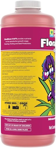 General Hydroponics FloraBloom 0-5-4 bottle during fruiting stage application
