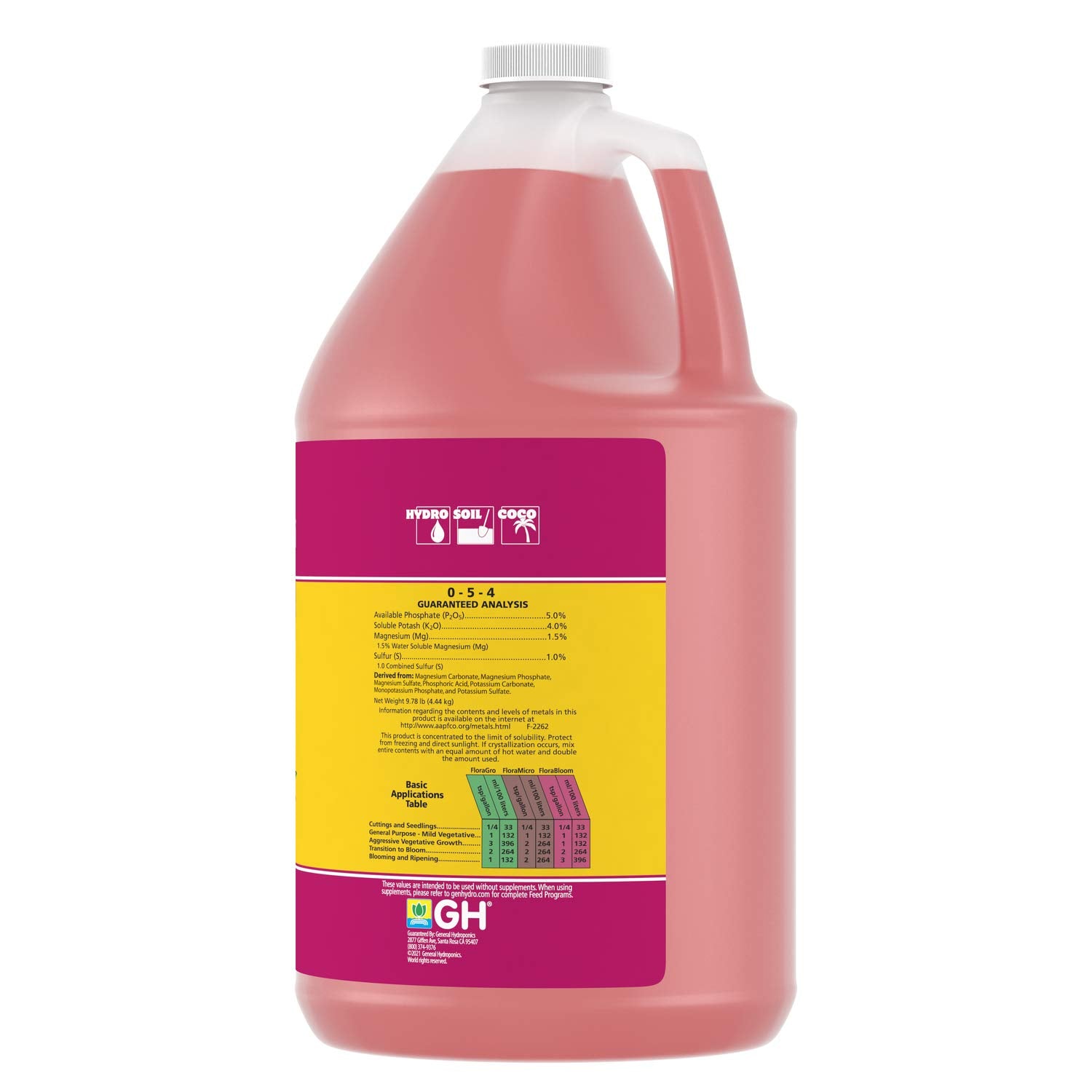 General Hydroponics FloraBloom packaging on shelf suggests United States origin and quality