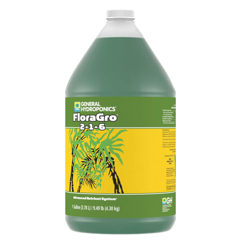 General Hydroponics FloraGro packaging on shelf ready to buy.