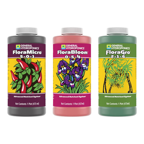 General Hydroponics FloraMicro bottle showing essential nutrients for fast growth