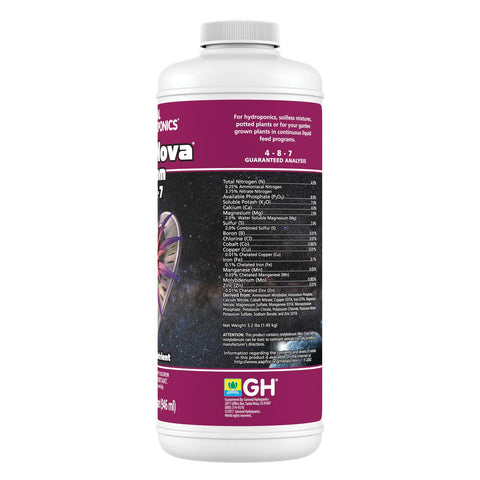 General Hydroponics FloraNova Bloom measuring cup for simple dosing and consistency.