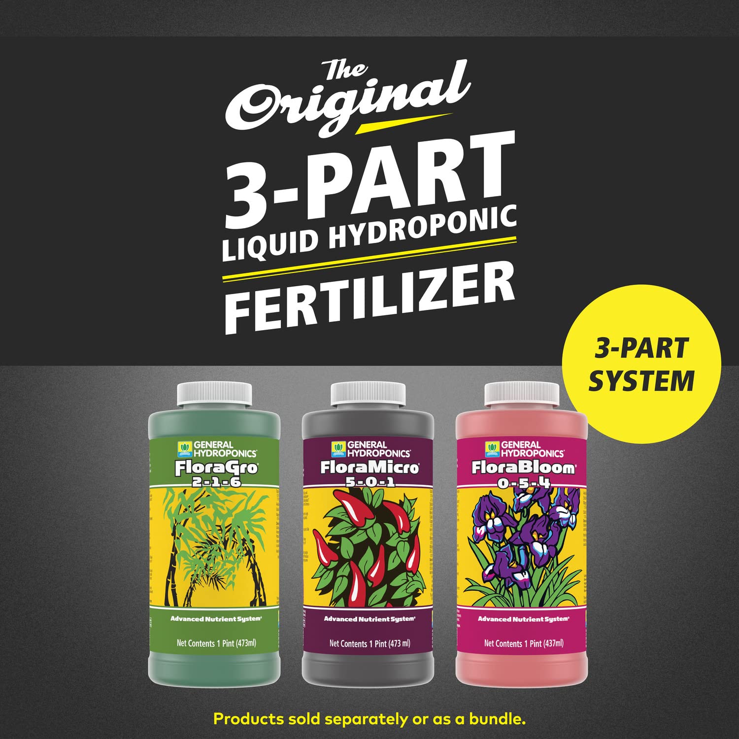 General Hydroponics FloraGro bottle supporting strong plant structure
