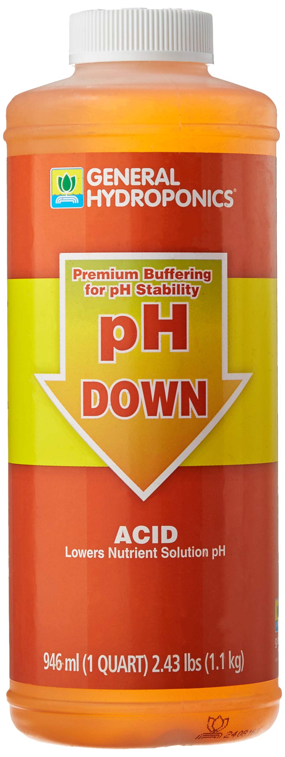 General Hydroponics Liquid Premium Buffering front view bottle maintains stable pH for healthy growth.
