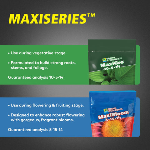 General Hydroponics MaxiGro dry concentrate powder ready to mix.