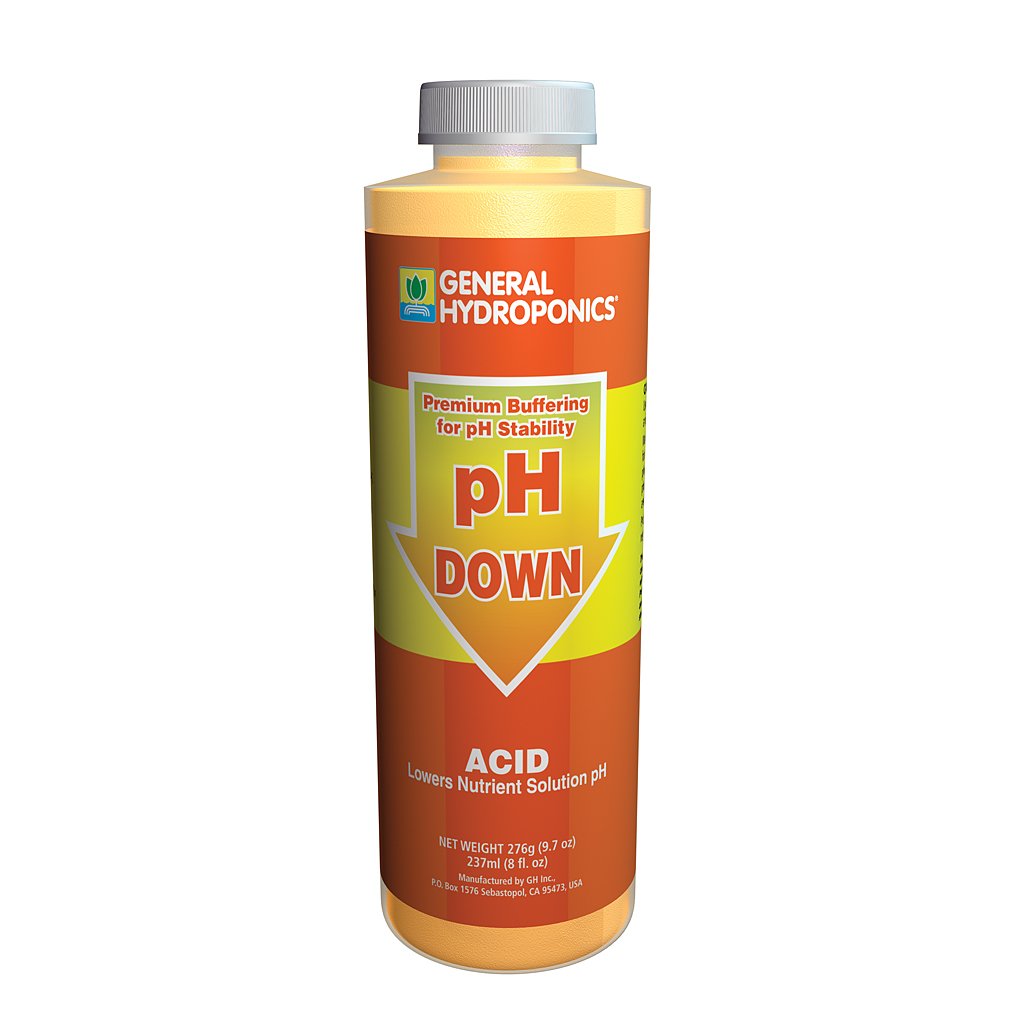 General Hydroponics pH Down 8 oz bottle for stable pH in hydroponic systems.