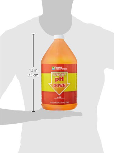 General Hydroponics pH Down dosing measure demonstrates precise pH adjustment.