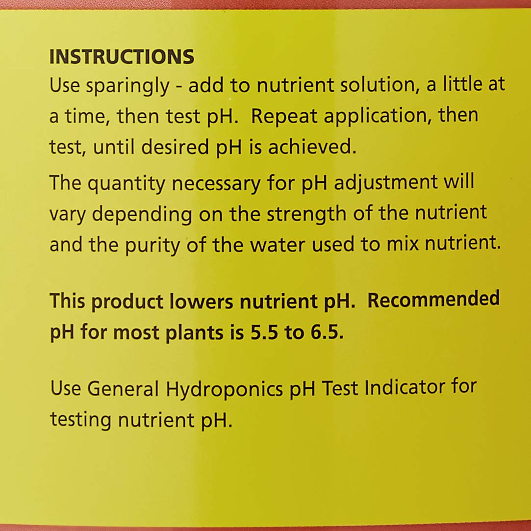 General Hydroponics pH Down phosphoric acid ingredient highlight for low-dosing flexibility.