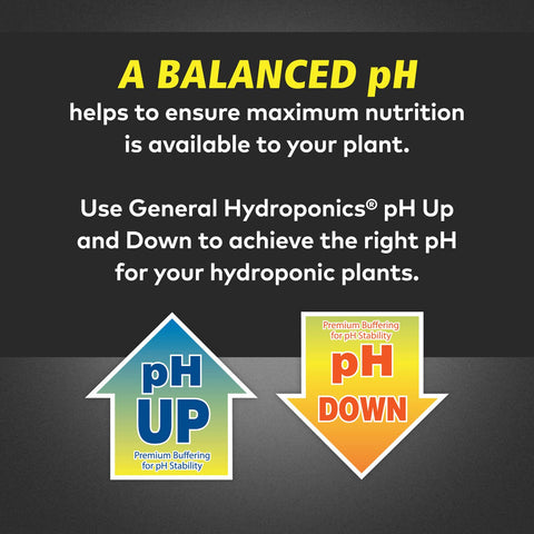 General Hydroponics pH Up Liquid Premium dispensing method enables small pH adjustments.