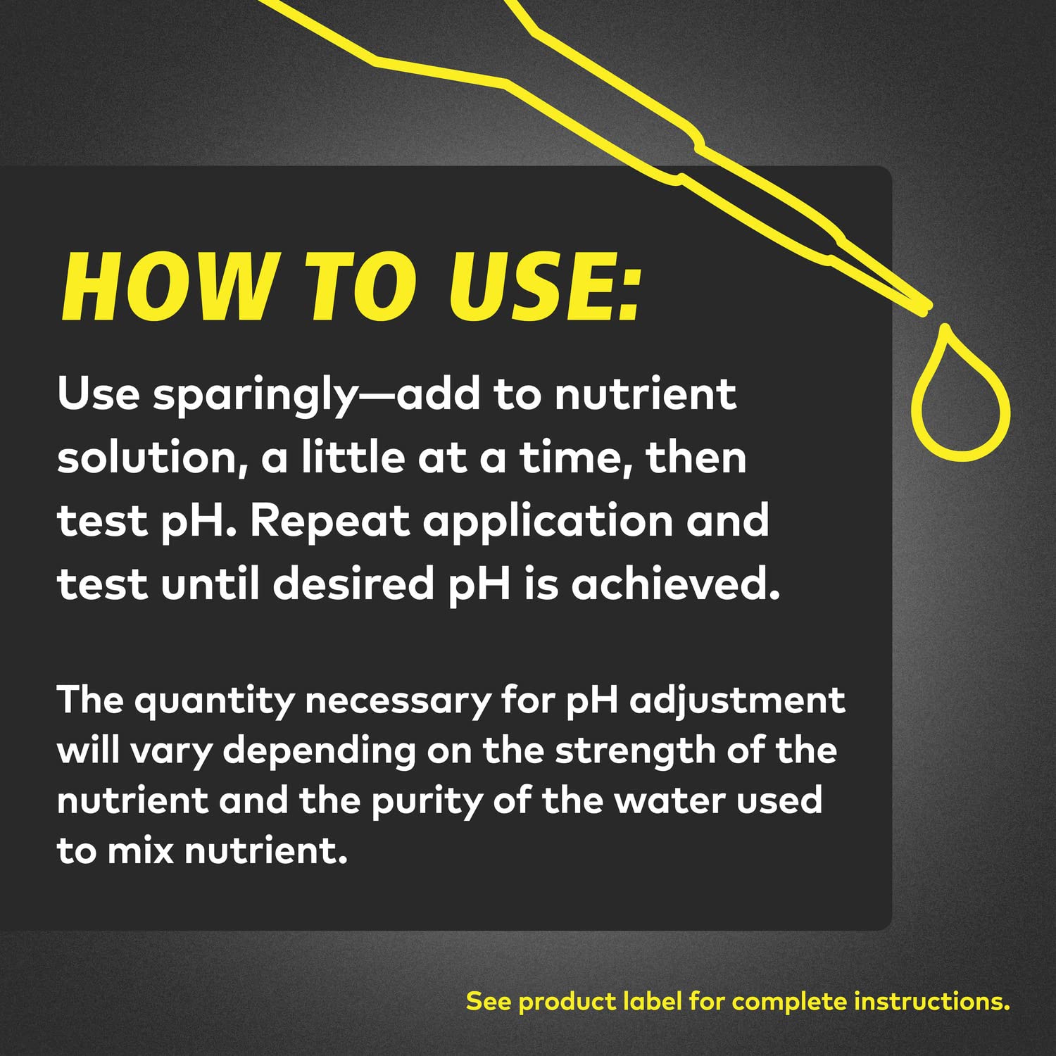 General Hydroponics pH Up Liquid Premium measuring area enables precise dosing.