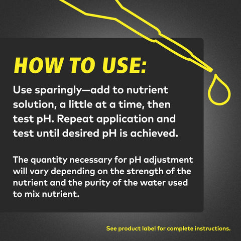 General Hydroponics pH Up measuring caps illustrating precise, gradual dosing.