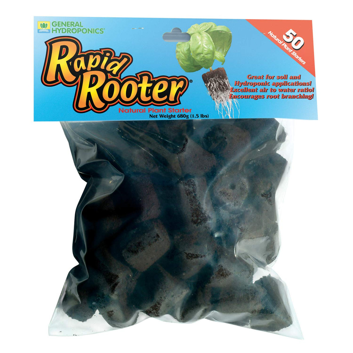General Hydroponics Rapid Rooter plug ready for seedling rooting and transplant prep.