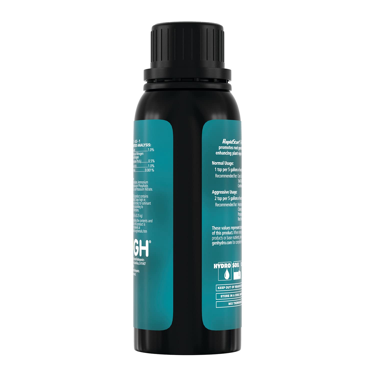 General Hydroponics RapidStart dilution steps illustrate safe, scalable application
