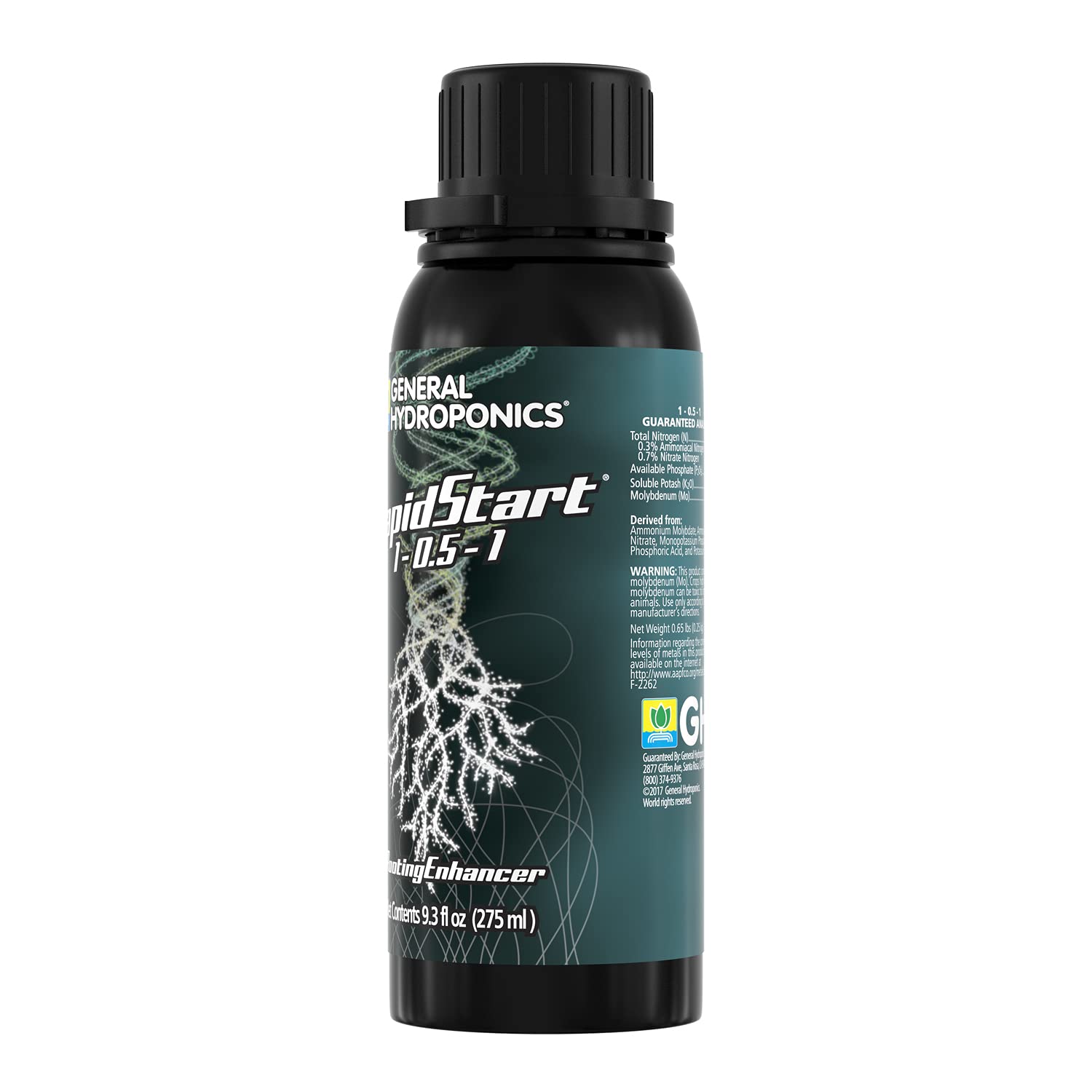 General Hydroponics RapidStart dosing visuals emphasize versatile use across growing media