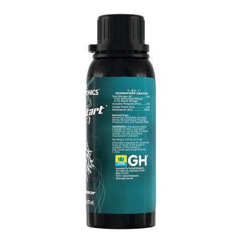 General Hydroponics RapidStart bottle-front view highlights immediate relevance for root vigor
