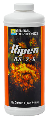 General Hydroponics Ripen bottle close-up for flowering potential.