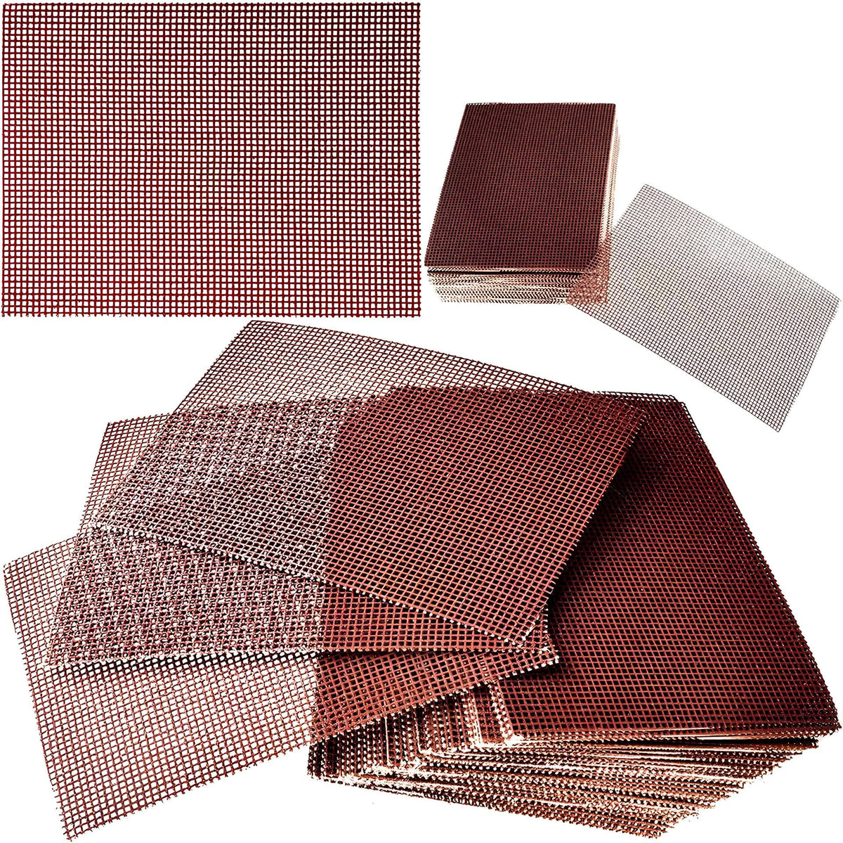 Generic 100-pack grill screen pretreated with aluminum oxide for tough stain removal.