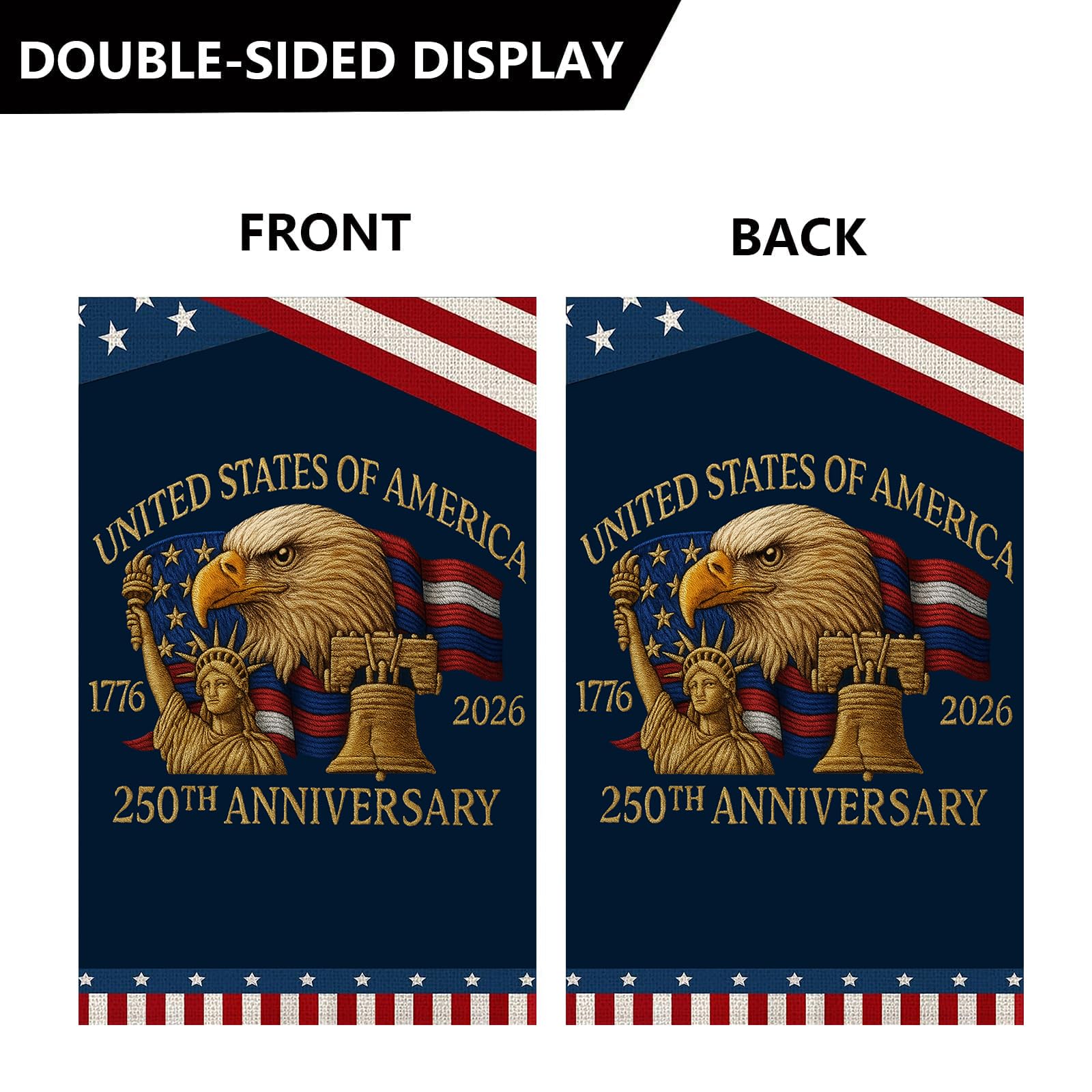 Generic 250 Years America Garden Flag designed for outdoor display in gardens and patios.