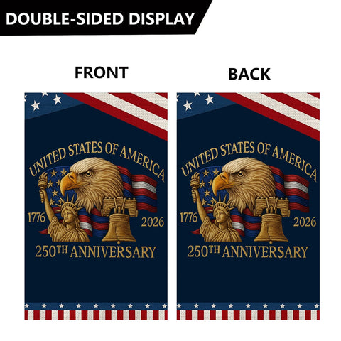Generic 250 Years America Garden Flag designed for outdoor display in gardens and patios.