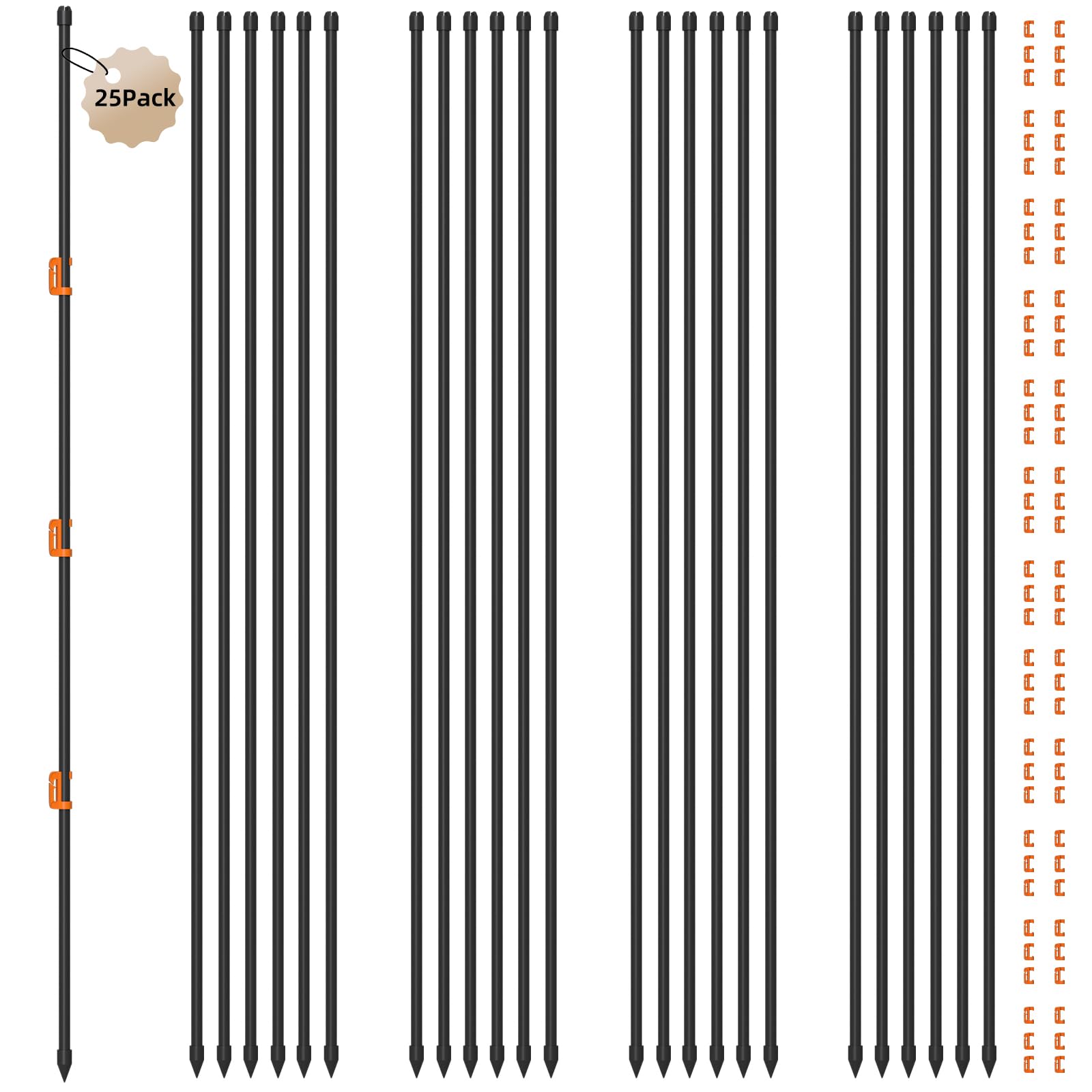 Generic 25Pcs 46-Inch fence posts kit, full set for easy fencing setups