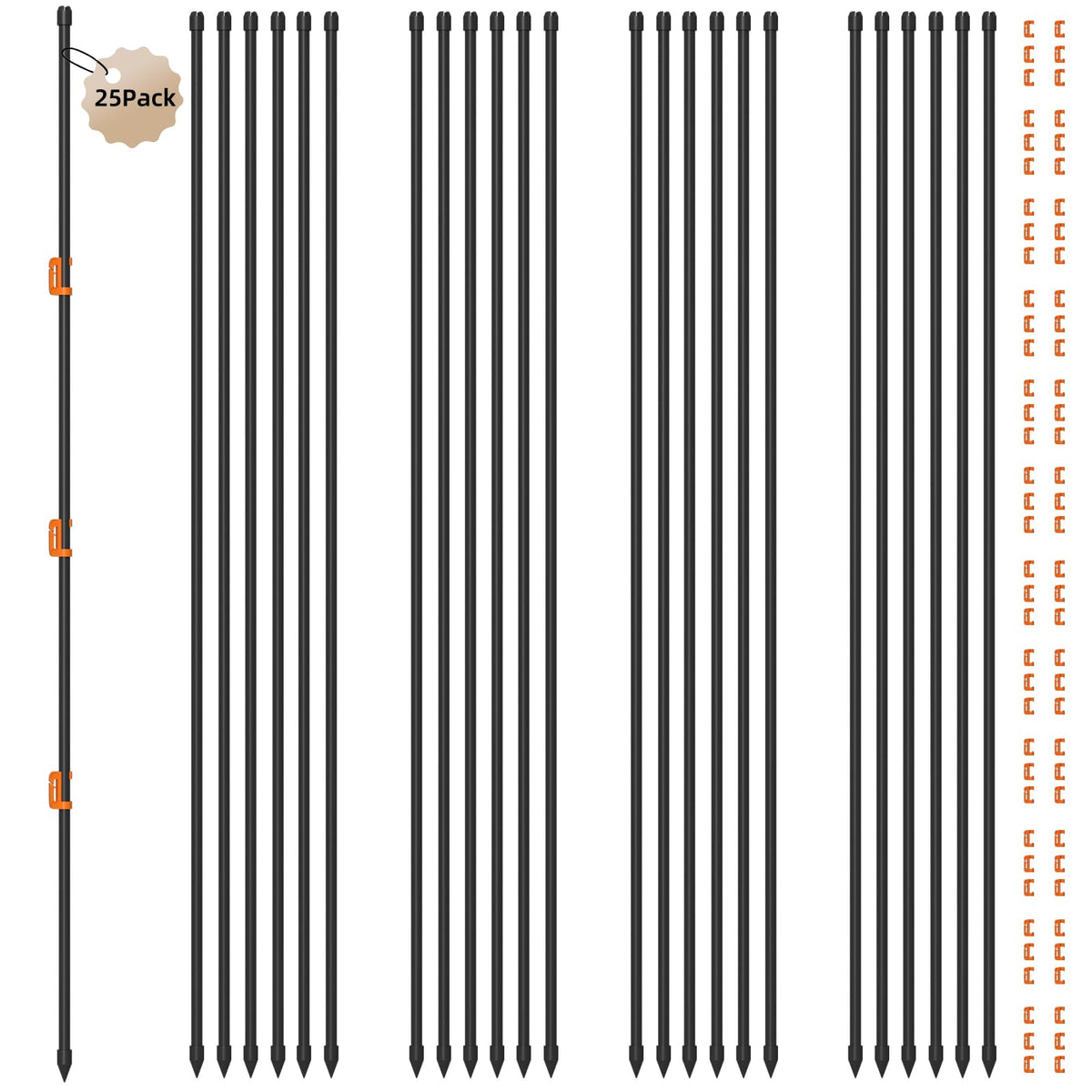 Generic 25Pcs 46-Inch fence posts kit, full set for easy fencing setups