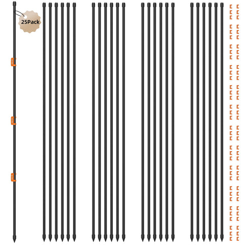 Generic 25Pcs 46-Inch fence posts kit, full set for easy fencing setups